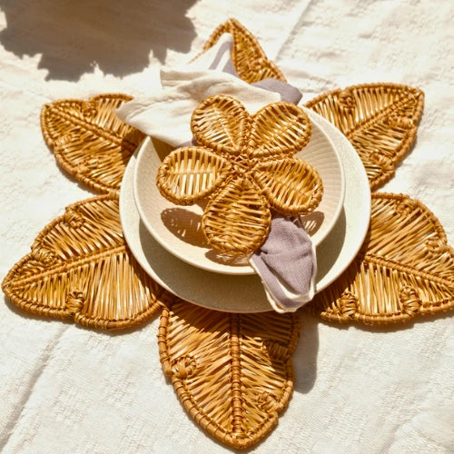 Rattan Wicker Placemats (Flower)